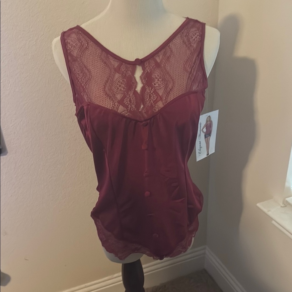Elegant Moments Deep Red Lace Top
